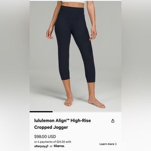 Lululemon Align joggers cropped 23’